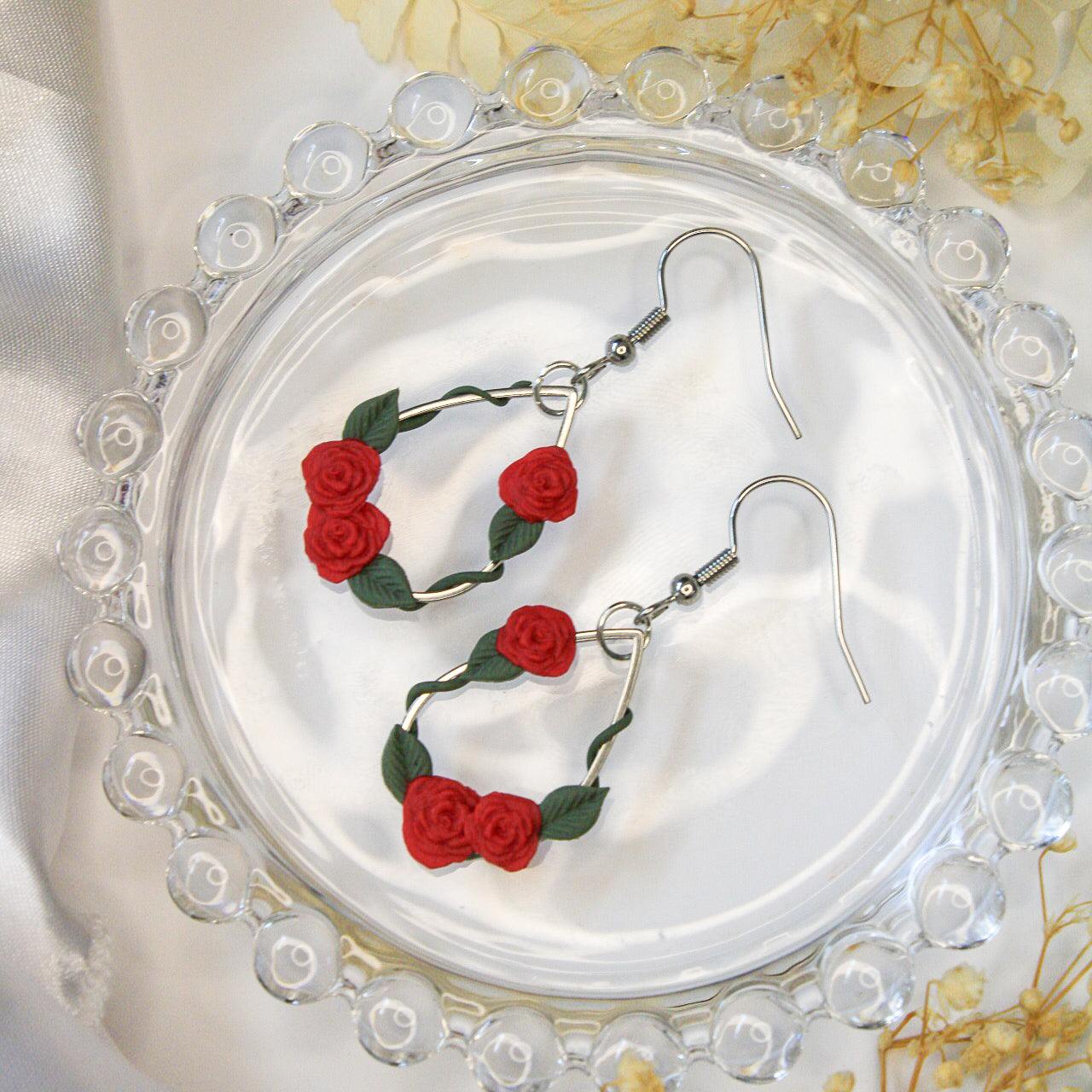 Silver Rose Earrings NZ | Handmade flower earrings for sensitive ears