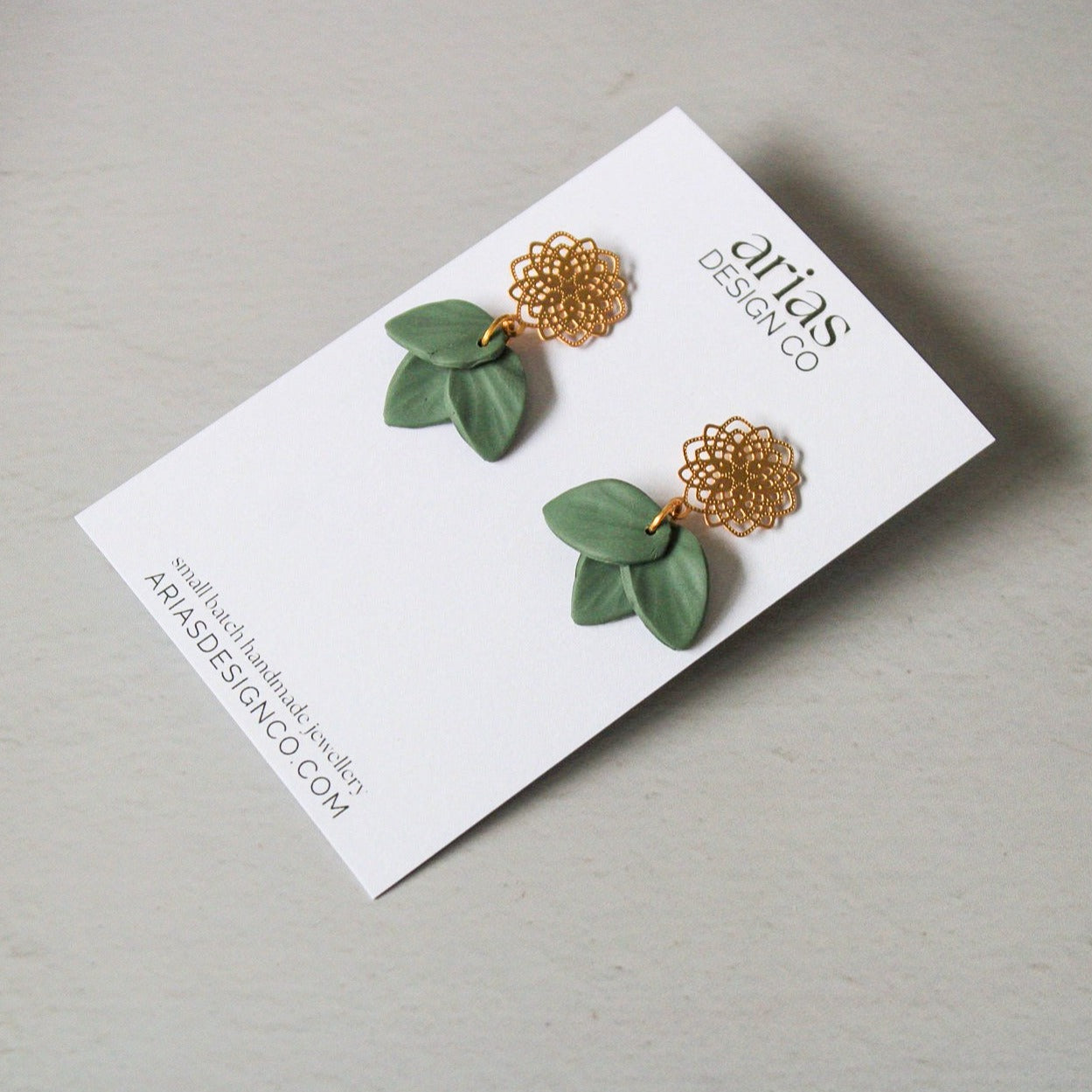 Eden Stud Earrings - Olive Green | Petal Earrings By Arias Design Co