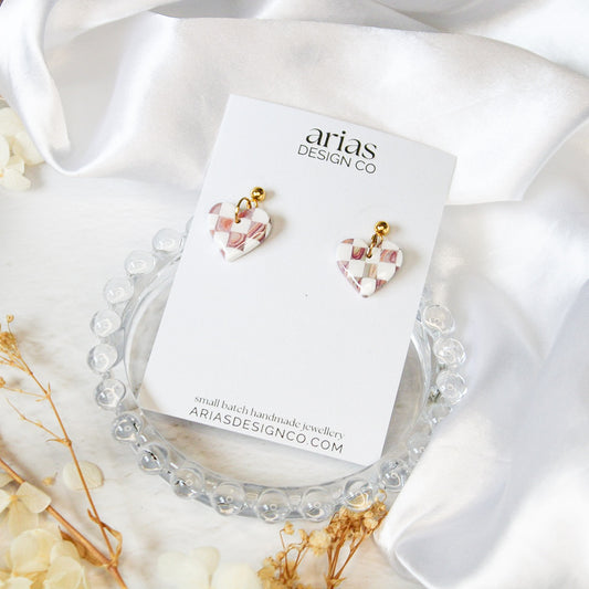 Checkered Heart Earrings