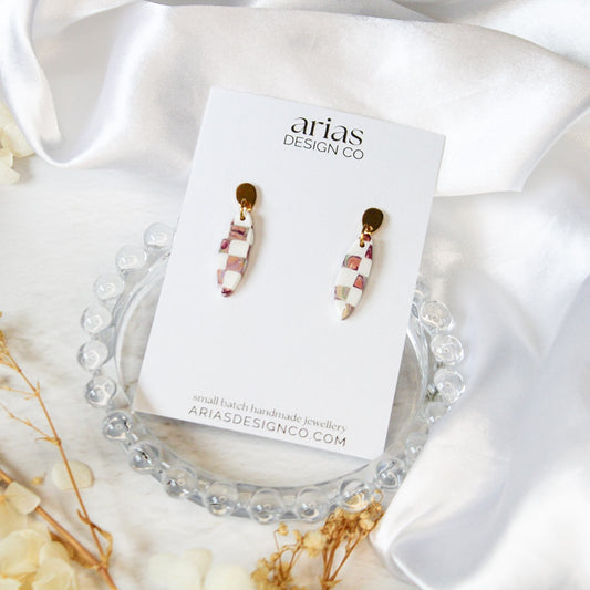 Simple Drop Checkered Earrings