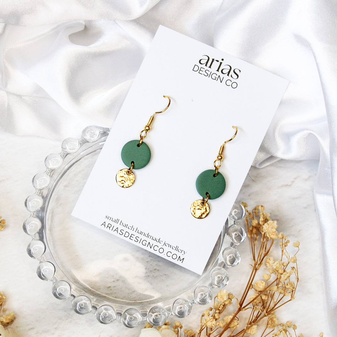 Gold Simple Circle & Charm Earrings