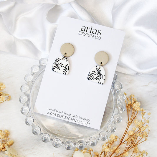 Botanical Print Arch Earrings