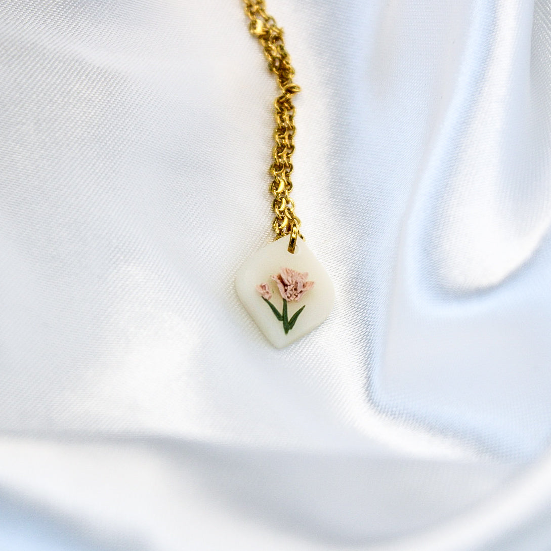 Gold January Birth Flower Necklaces | Carnation Flower Necklace NZ