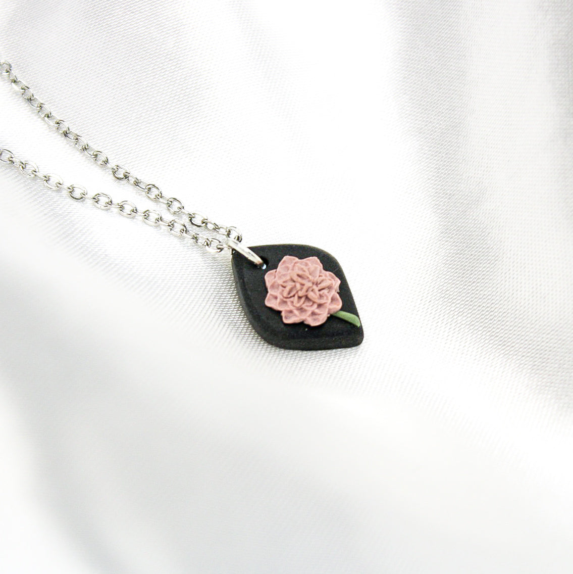 Silver November Birth Flower Necklace | Chrysanthemum Flower Necklace Handmade in NZ