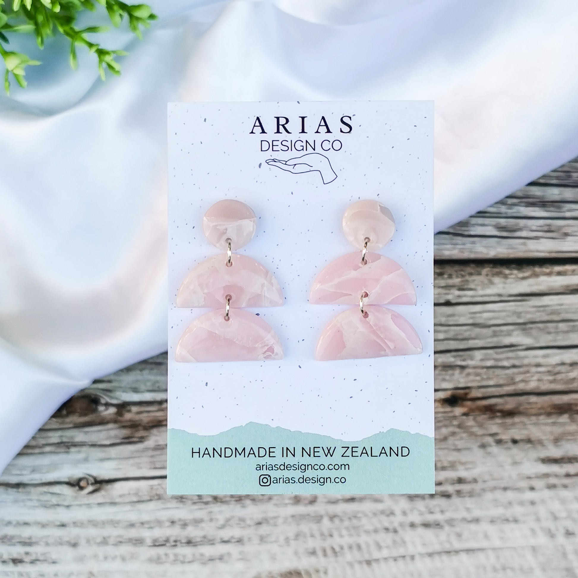 Pink handmade earrings for sensitive ears made in New Zealand