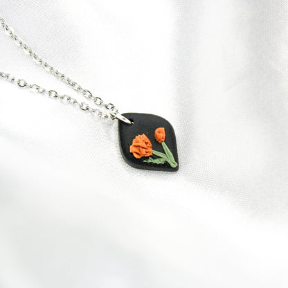 Silver October Birth Flower Necklace | Marigold Flower Necklace Handmade in NZ