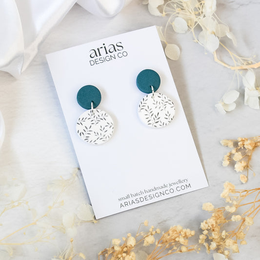 Leaf Print Disc Earrings