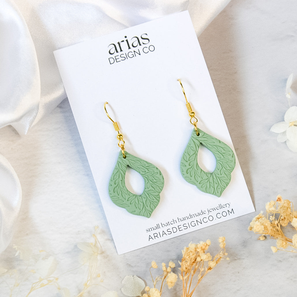 Leaf Texture Teardrop Earrings