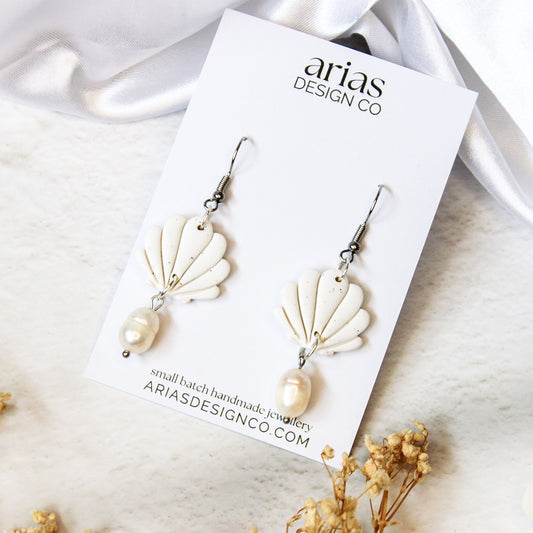 Ivory Seashell & Pearl Earrings