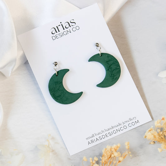 Sunflower Texture Moon Earrings