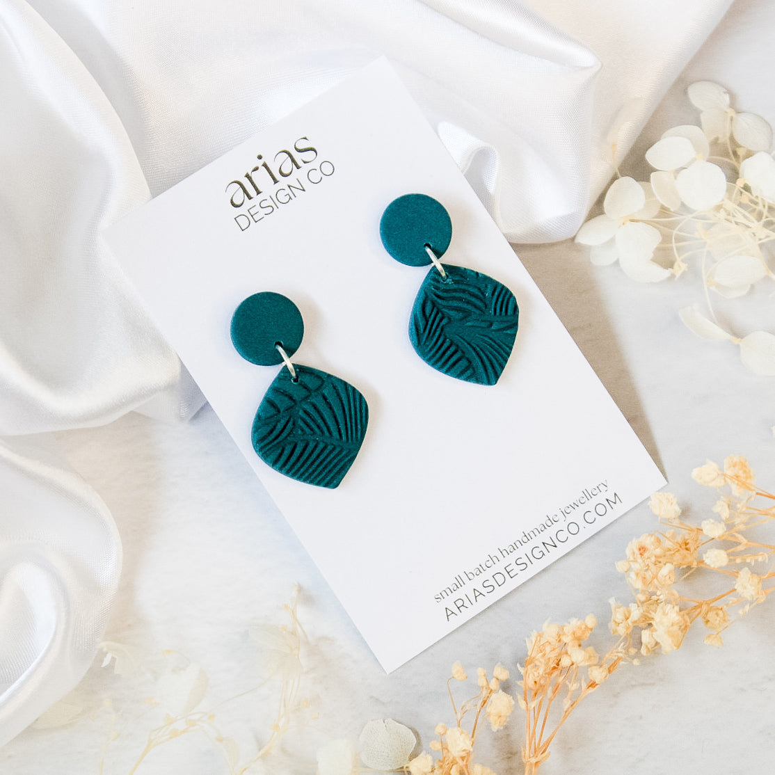 Teal Textured Rhombus Earrings