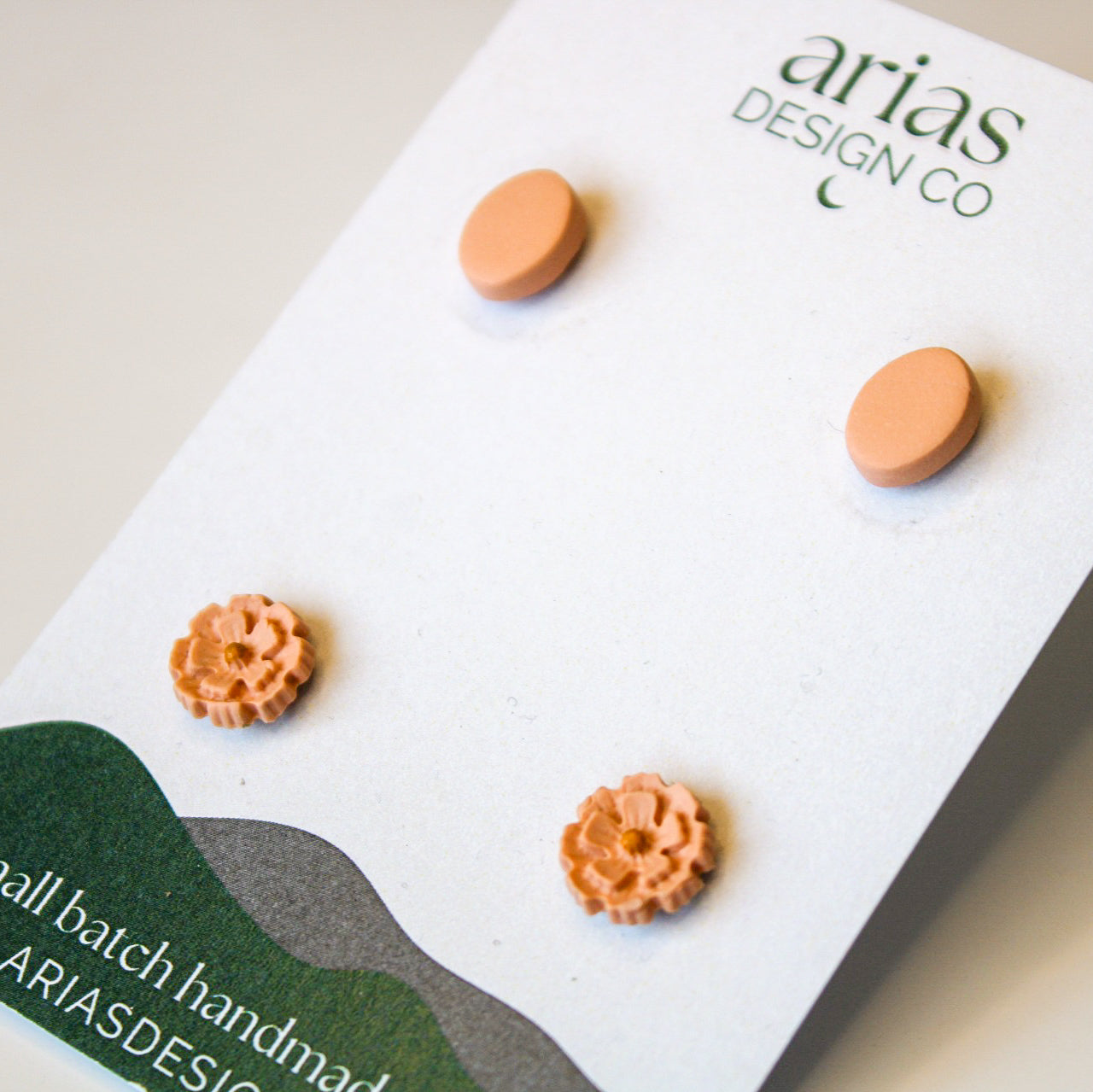 Peach Mini Flower Stud Pack | Handmade earrings for sensitive ears