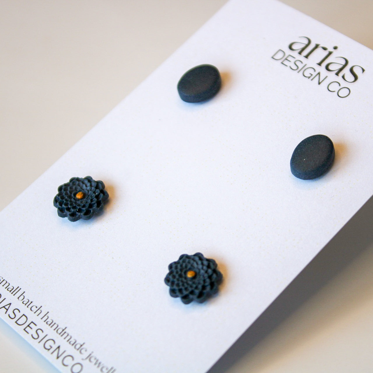 Navy blue Mini Flower Stud Pack | Handmade earrings for sensitive ears