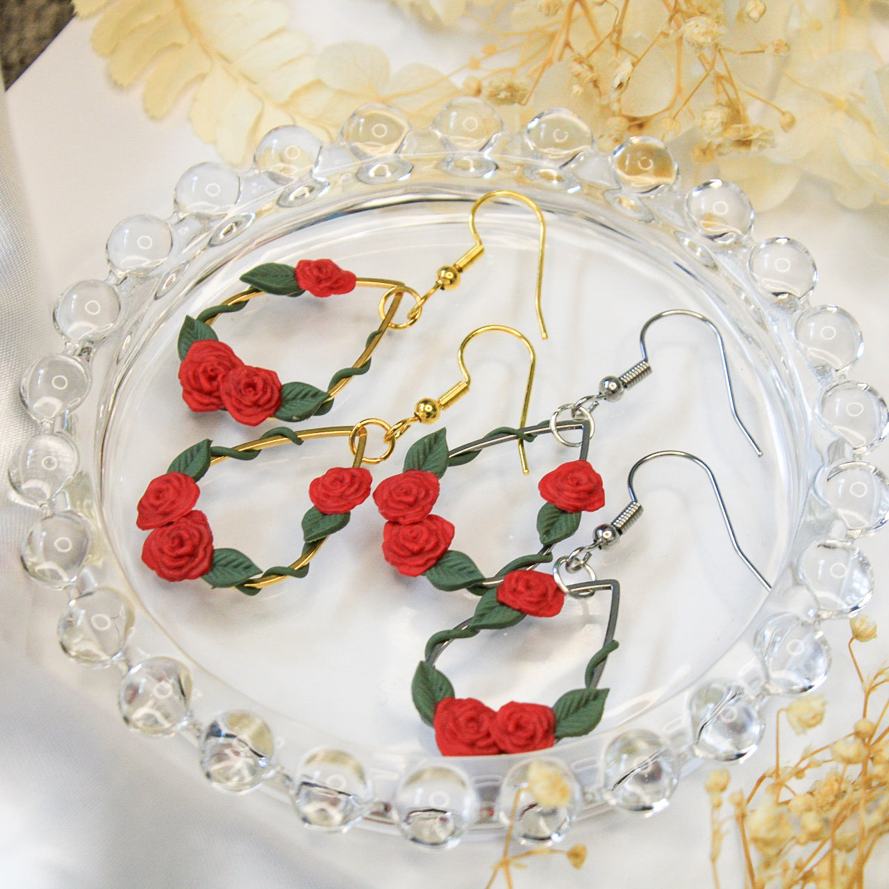 Rose Earrings NZ | Handmade flower earrings for sensitive ears