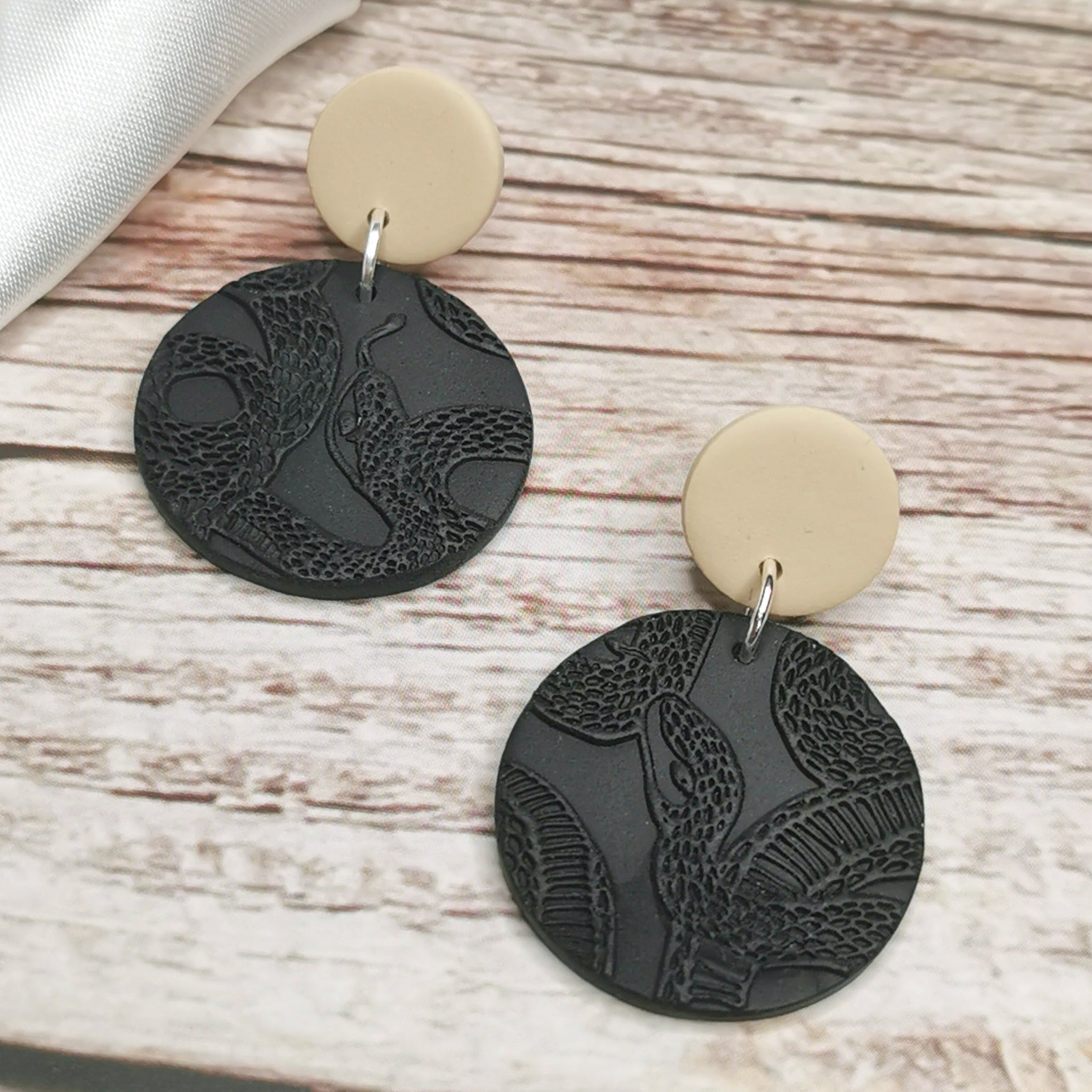 Black polymer deals clay earrings