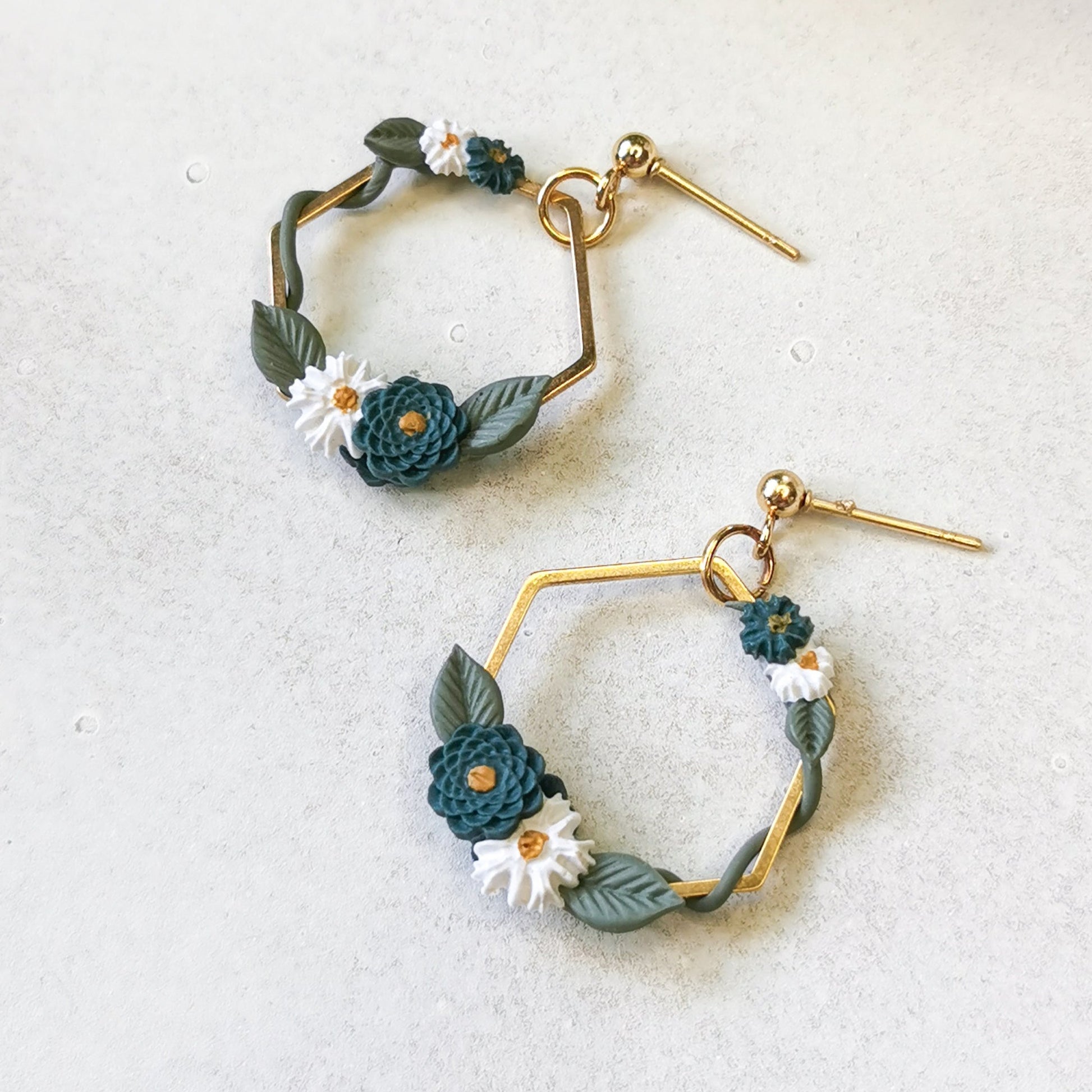 Blue flower earrings for sensitive ears New Zealand